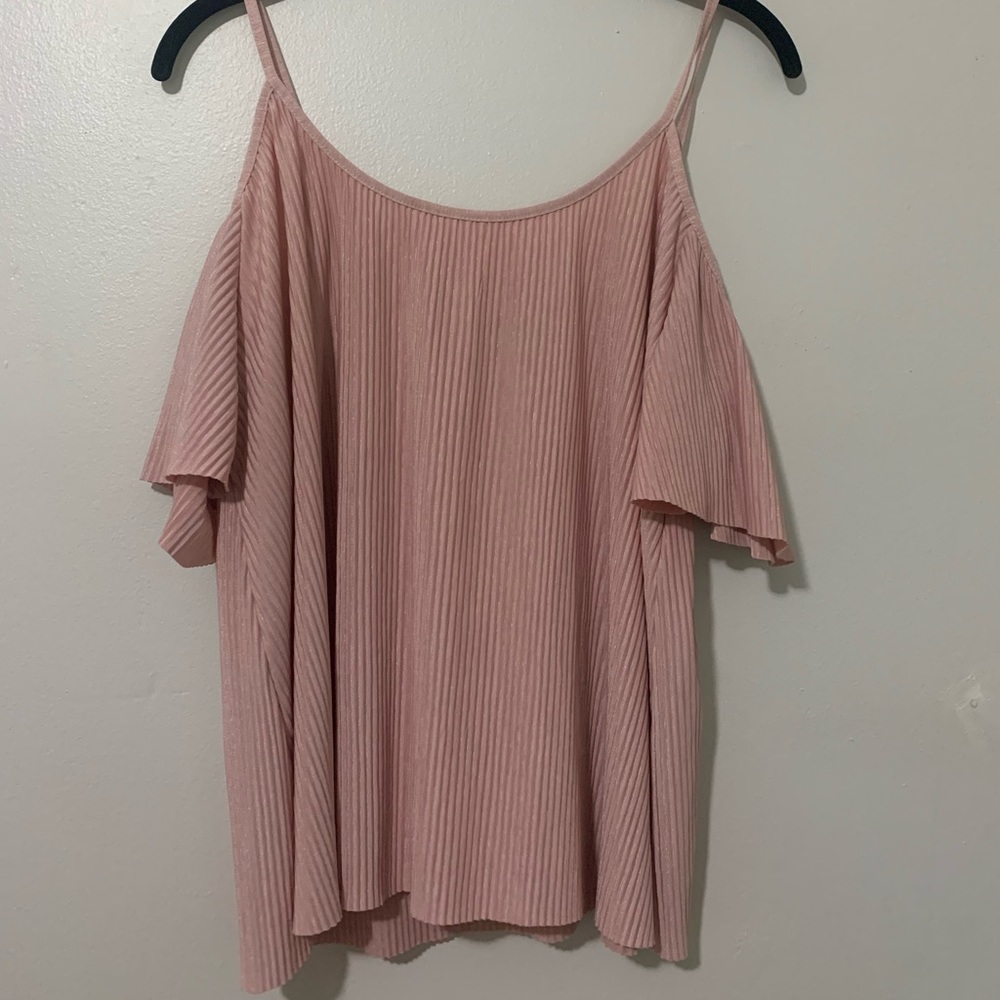 Pink cold shoulder top